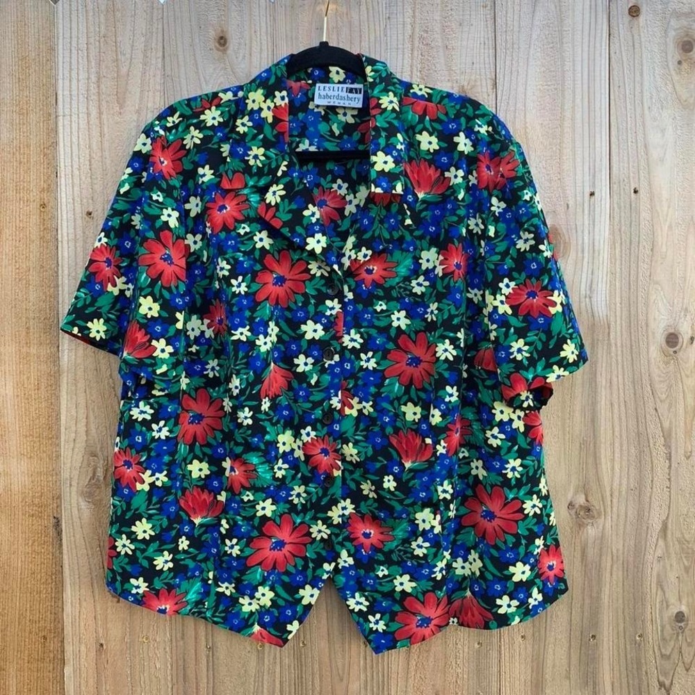 Vintage‎ 90s Haberdashery  Floral Short Sleeve Button Up Top Size 20W
